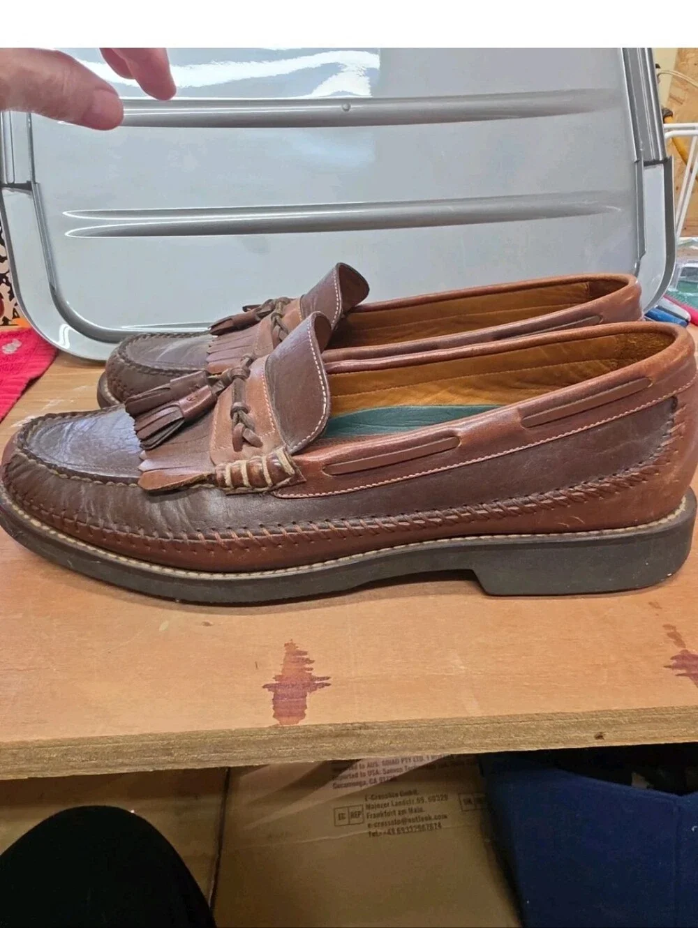 H.S. Trask Shoes Mens Size 13N Brown Leather Slip On Tassel Loafers